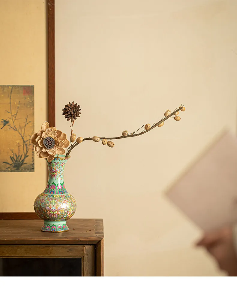 

Vase ceramic enamel filigree gold retroclassy hand-carved suitable for living room bogu shelf ornaments decorations home new