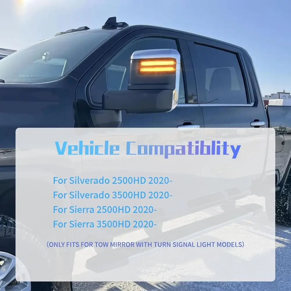 2020-2024 سيلفرادو/سييرا 2500/3500 إشارات الانعطاف الكهرمانية المتتابعة LED مع DRL الأبيض، عدسة دخان مكونة من قطعتين #6