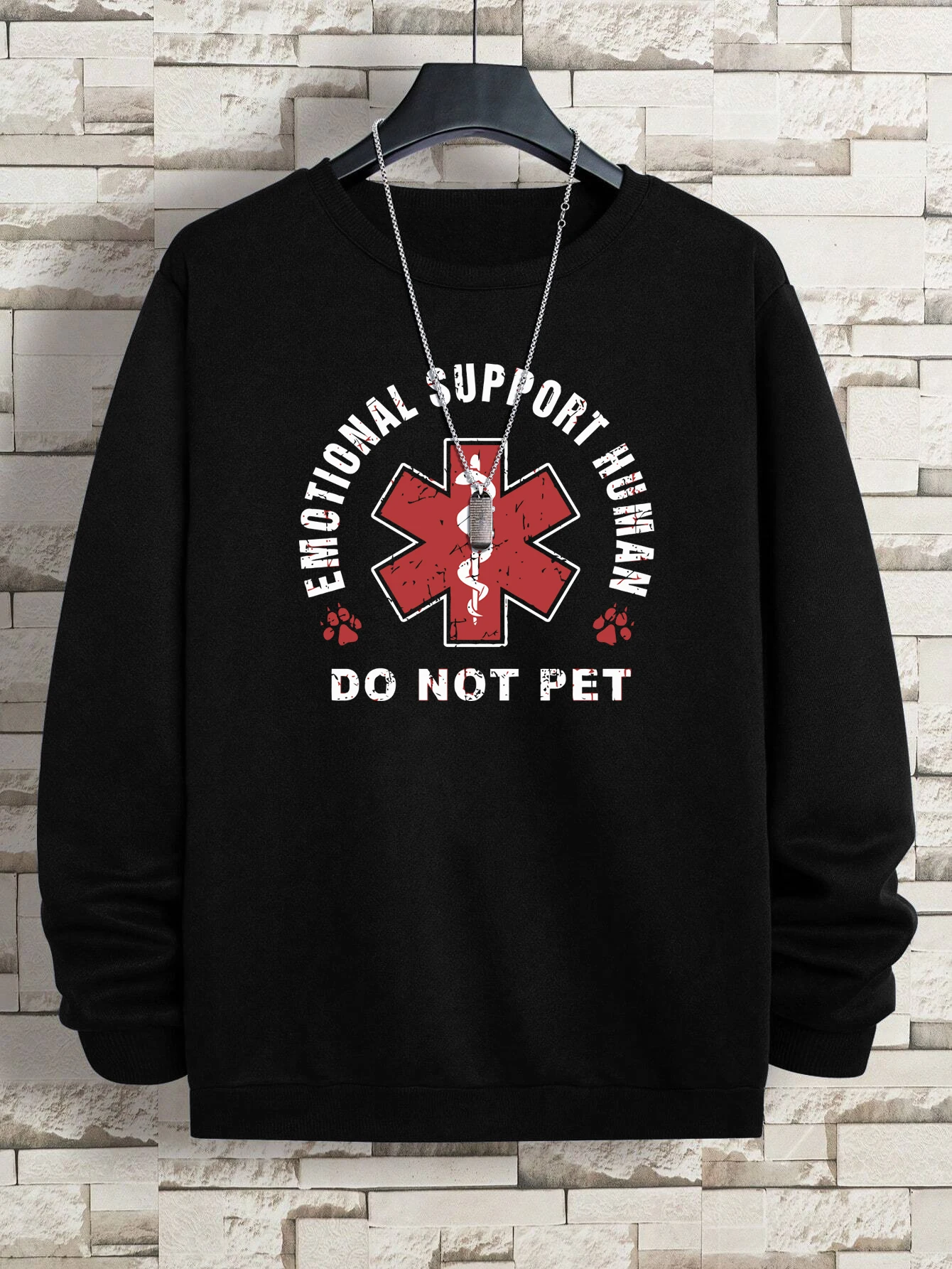 Emotional Support Human Do Not Pet Man Sweatshirts Autumn Fleece Pulloversimple Big Size Soft Hoodie Street fur-liner Streetwear