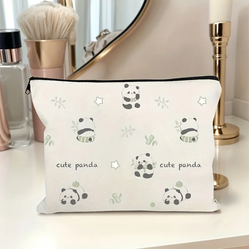 かわいいパンダの化粧品バッグ - 多機能ジッパーポーチ、ジュエリー収納バッグ、旅行に最適なジッパー付き小型収納バッグ。