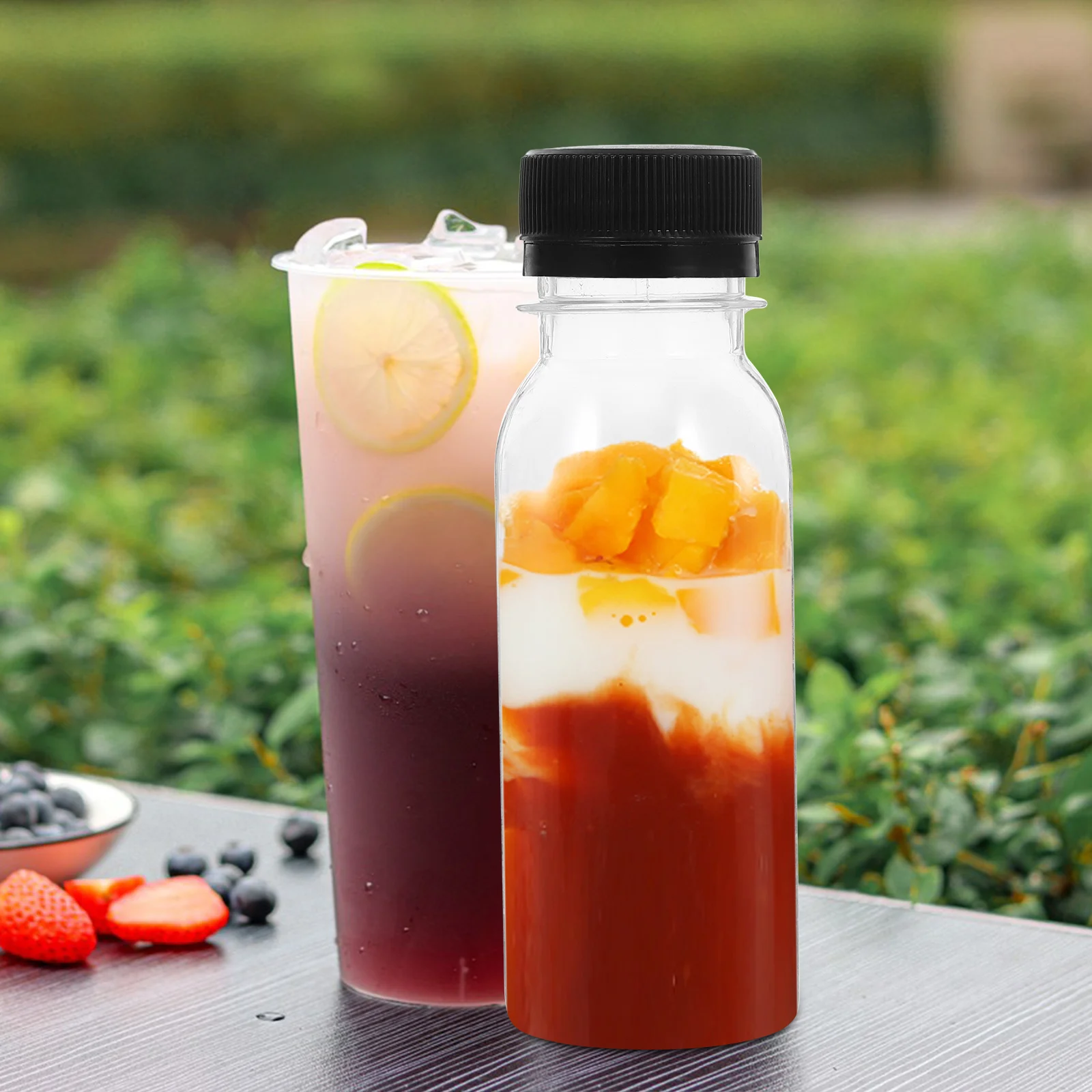 

10 Pcs Milk Bottle Juice Bottles Plastic Glossy Empty Beverage Container The Pet Clear