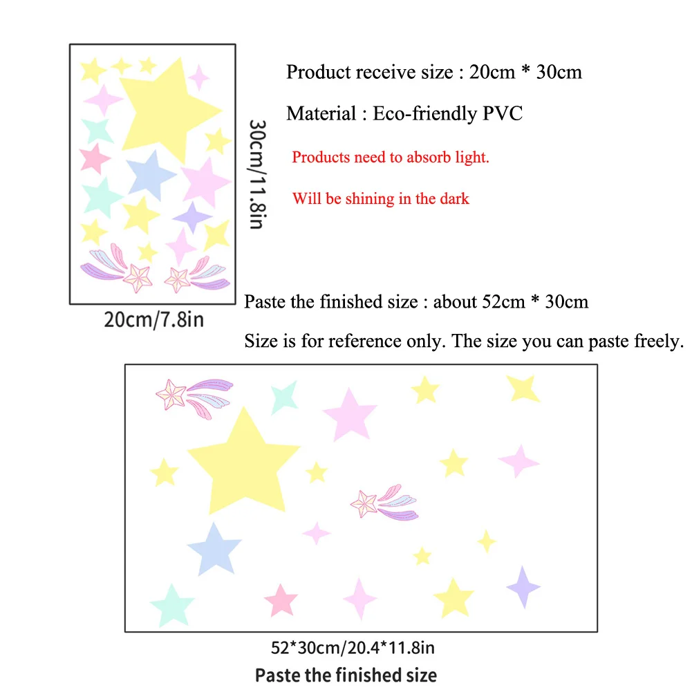 Colorful Stars Luminous Wall Sticker Kids Room Background Decoration Home Decals Children Bedroom Decor Glow In The Dark Mural