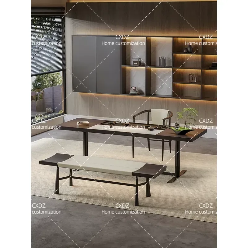 Modern Light Luxury Solid Wood Tea Table Integrated Embedded Design Simple Office Tea Desk Advanced Custom Furniture