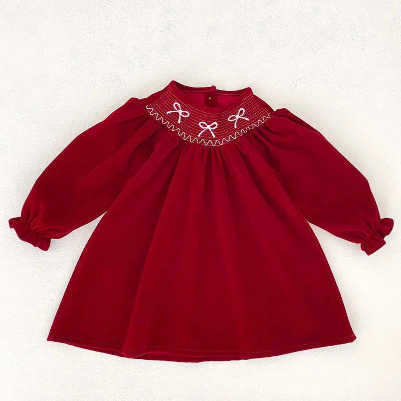Weihnachten Party Kleid Baby Mädchen Bogen Prinzessin Rüschen Finish Kleid Mode Weihnachten Urlaub Herbst Winter Tragen Kinder Mädchen Kleid – Detail 15