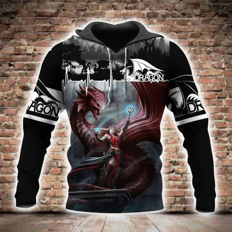 Love Dragon 3D Printed Men Zip Hoodie Autumn Hoodies Jacket Hipster 2022 Unisex Pullover Sweatshirt Casual Sudadera Hombre Coat