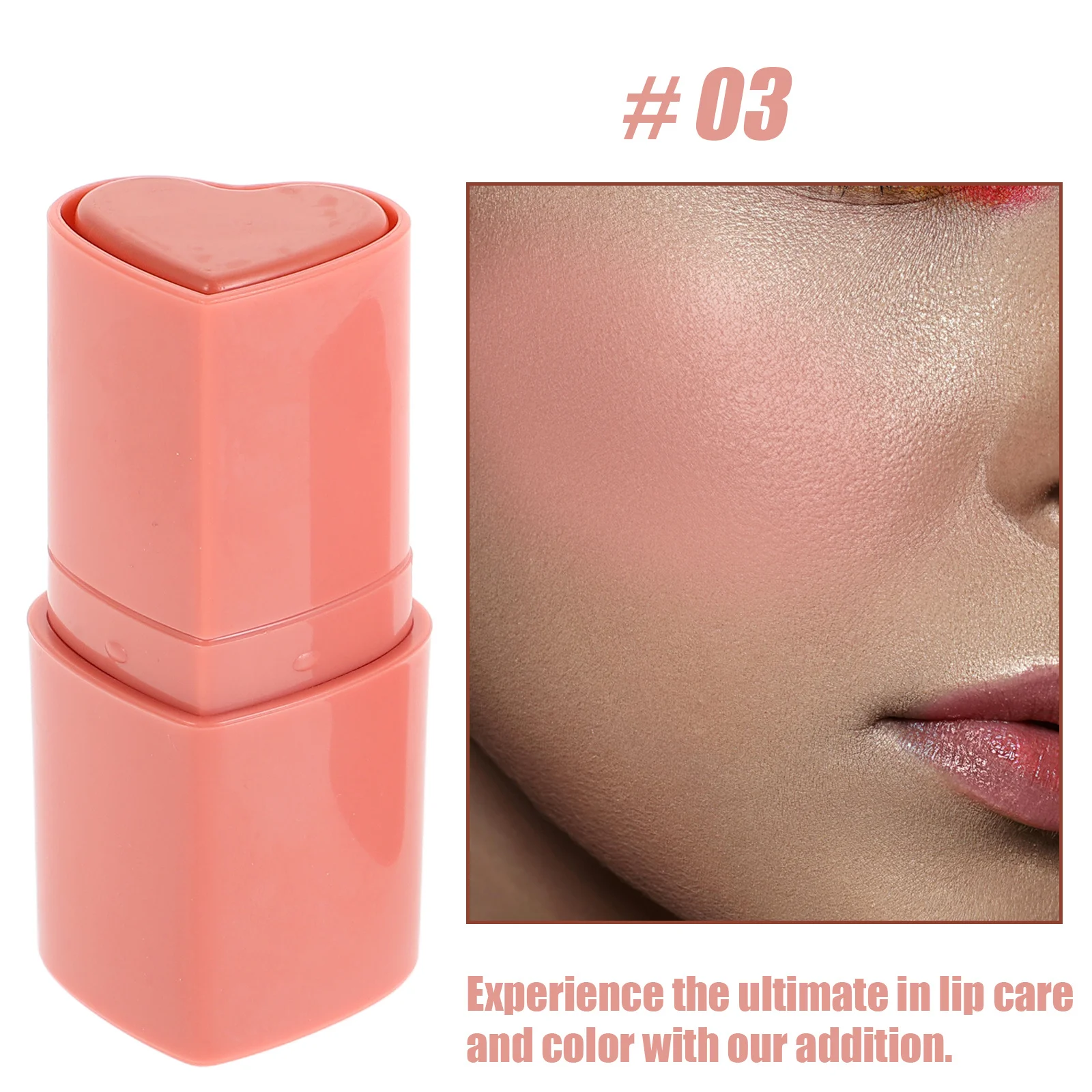 Róż w sztyfcie w kształcie serca, wielofunkcyjny krem do twarzy i ust, do konturowania, rozświetlania, naturalny, pasuje do wszystkich odcieni skóry, przenośny.