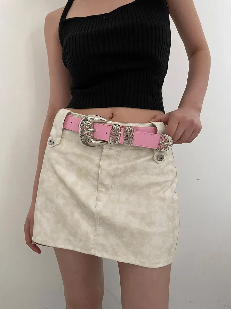 N-Style Retro Y2K Niche Belt Lady Fashionable With Pants Decoration Jeans Belt Width Belt Design Feeling Black