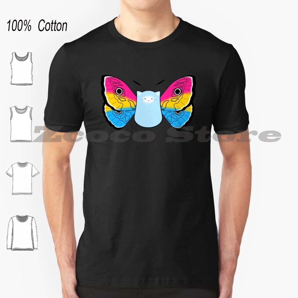 Kittyfly Pan Pride T Shirt 100% Cotton Comfortable High-Quality Cat Kitten Feline Moth Insect Bug Hybrid Animal Cute Art Lennox