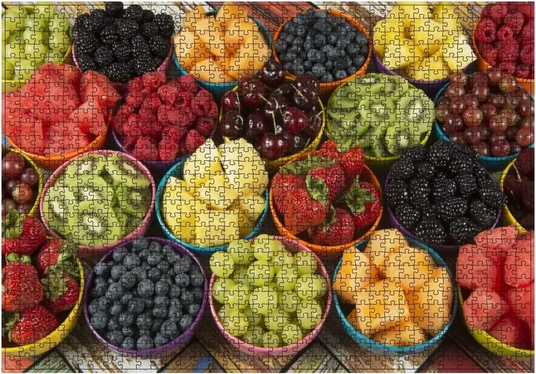 1000 Teile ausgefallene Fruchtbecher-Puzzles für Erwachsene, Heimdekoration für Spiele, Familienspaß, Bodenpuzzles, Lernspielzeug für Kinder