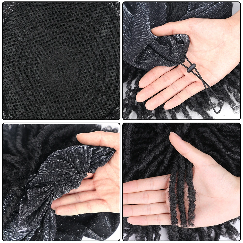 Belle Show Synthetic Dreadlock Hair Topper Elastic Drawstring Topper With Scarf 6 Inch Short DreadLocks Hair Pieces For Women