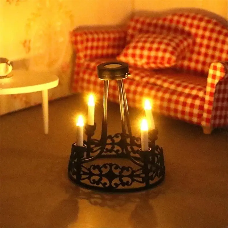 

770B Living Room Ceiling Lamp Figure Model Realistic Chandelier Vintage Life Scene Doll House Pretend Game Furnishings