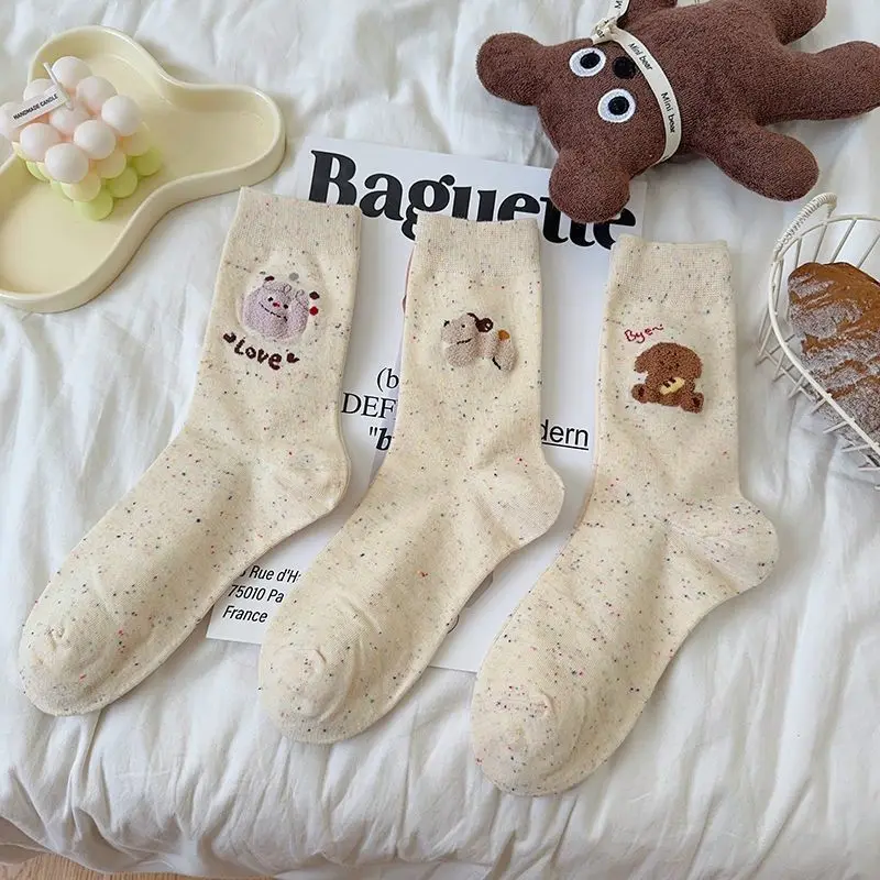 Cartoon-Hund-Print Kawaii Koreanische Mode Damen-Socken Niedliche Socken Damen Casual Harajuku Ins Streetwear Baumwolle Lange Socken