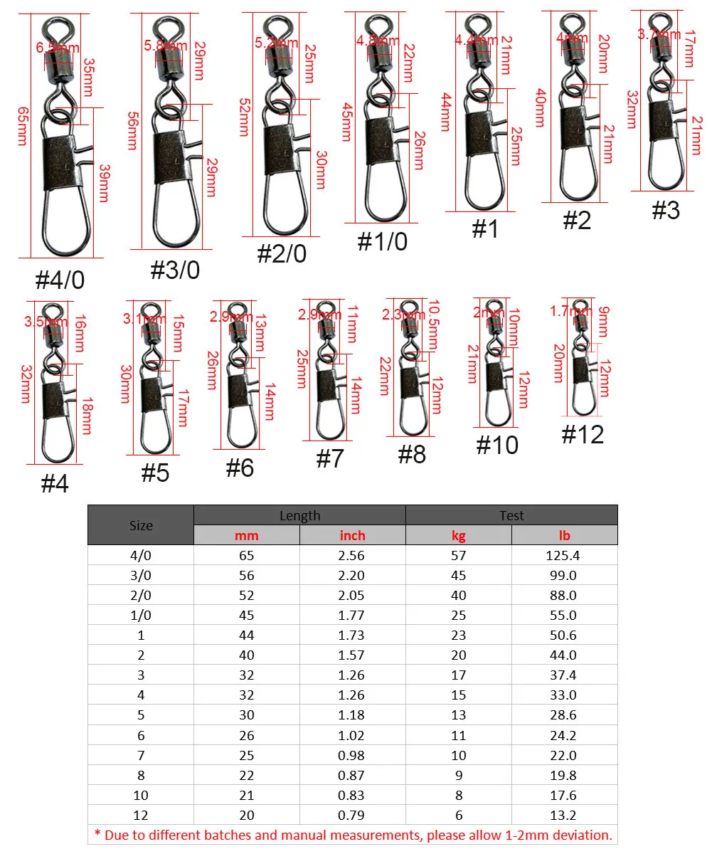 20-1000 PCS Fishing Swivels Interlock snap Bass Trout Fishing swivel Snap Carp Ice Lure Connector Freshwater Fishing Accessories