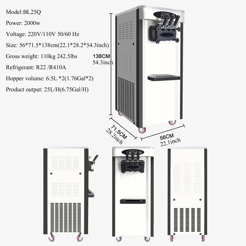 Ice Cream Machine Professional Ice Cream Maker Manufacturer Soft Serve Ice Cream Machine