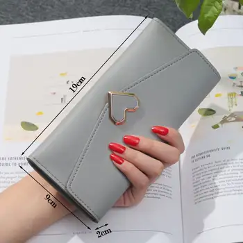 女士長版皮夾 奢華愛心皮夾 女士女孩零錢袋 PU卡包 女用皮夾 手機手拿包 6 最佳銷售 心形皮夾 - №2