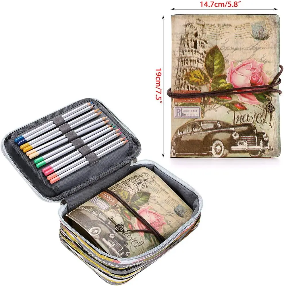 Multi-Funcional Papelaria Lápis Bolsa com Zíper, Lápis Colorido, Sacos Portáteis, 72 Slots