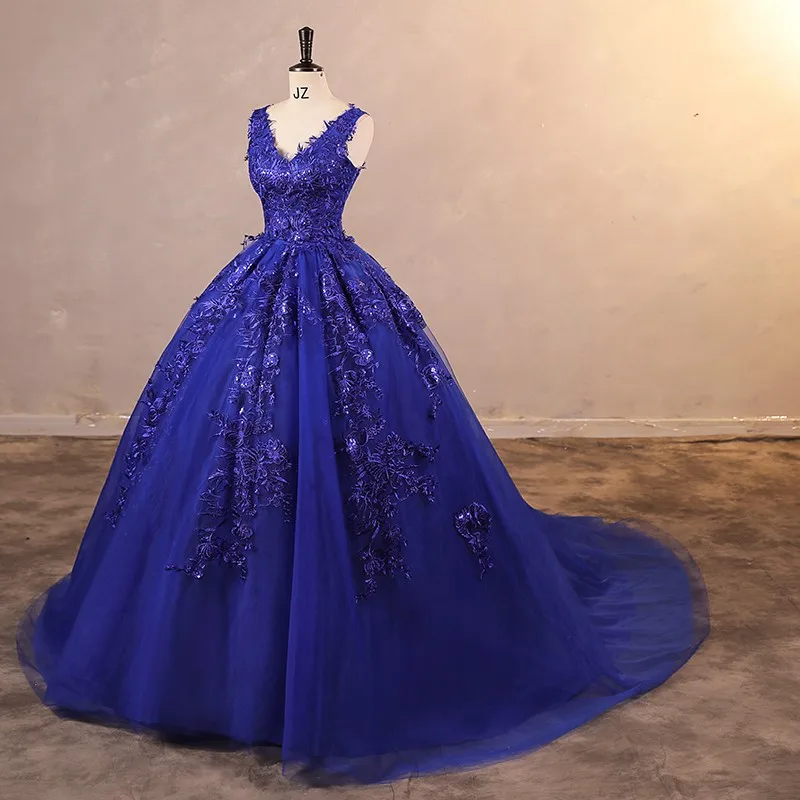 FibrQuinceanera-Robe de Rhclassique à col en V avec queue pour fille, robe de soirée douce, photo réelle, robe de Rh, automne, nouveau, 2023