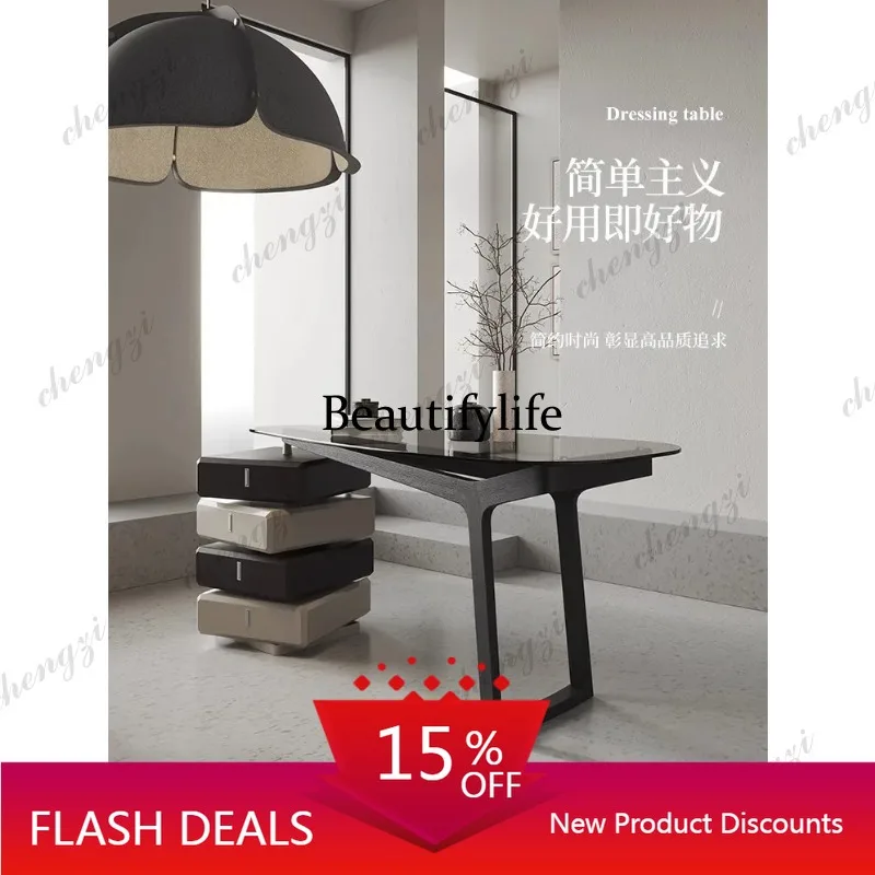 

Q181 Italian Boss Curved Glass Office Desk High-end Feel Minimalist Interior Office Desk Modern Accent Office Furniture