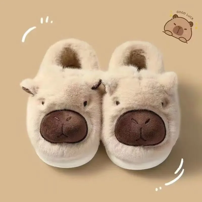 

Lazy little capybara capybara ins furry warm cotton slippers women's winter furry slippers cotton shoes