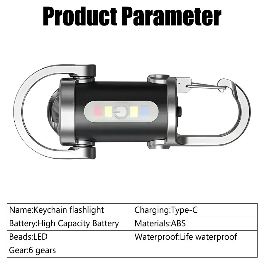 1/2PCS  Mini USB Rechargeable LED Flashlight Keychain Portable Waterproof Camping Pocket Lamp Keyring Hanging Light Outdoor Gear