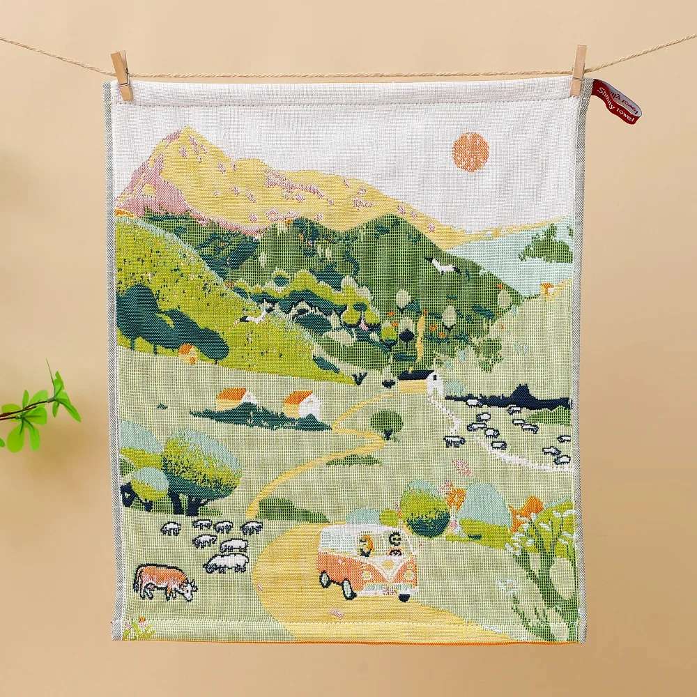 34x40cm Large Hand Towel 4 Layer Cotton Gauze Quick Dry Kitchen Towel Cartoon Decorative Tea Towel Kindergarten Children