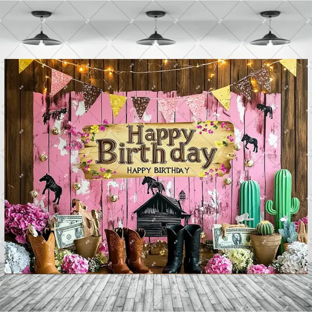 Western Cowboy Welcome to Wild West Theme Birthday Bachelorett Party Cowboy Boot Balloons Banner Cake Topper Mustang Photo Props