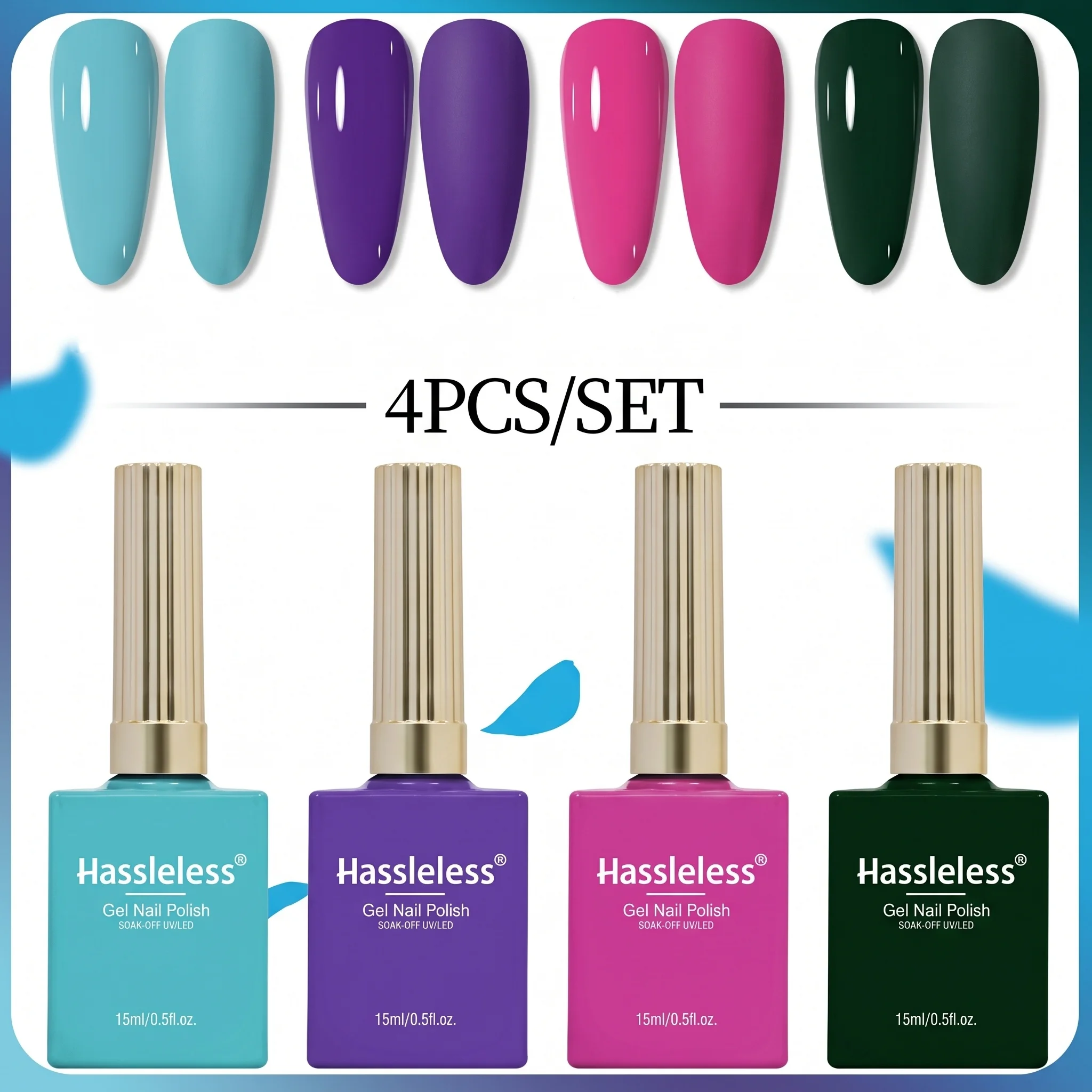 Hassleless 4Pcs 15ml Nail Gel Removable Nail Gel Salon-Specific Women's Nail Tools Fashionable Nail Gel