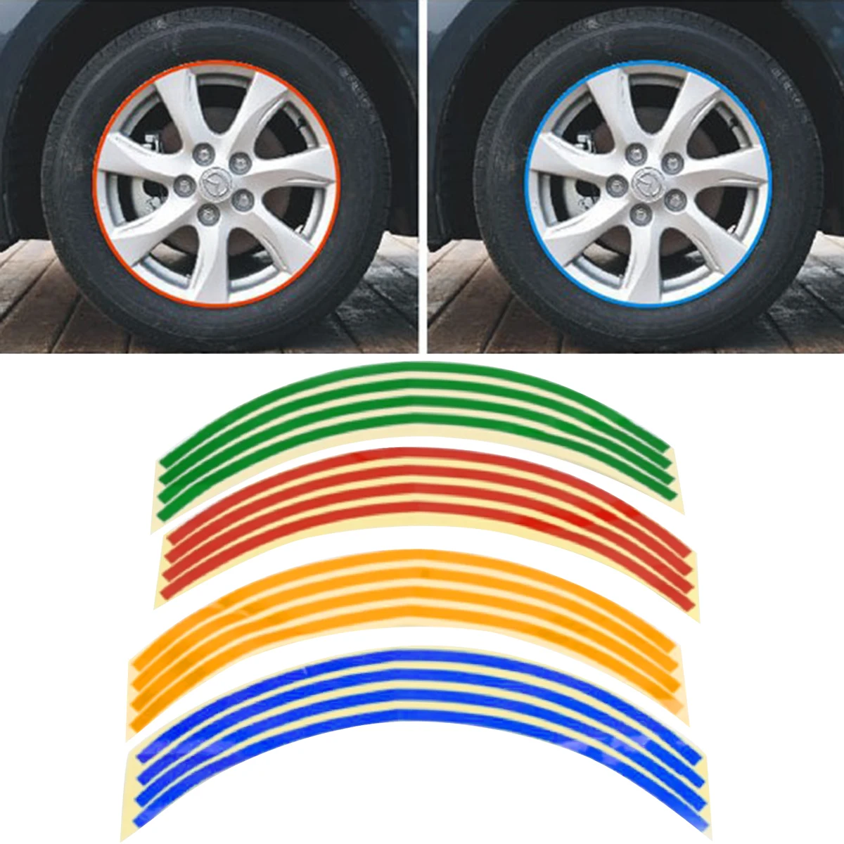 

16pcs Motorbike Car Wheel Stickers Wheel Rim Stickers Steel Rim Stickers 18 inch Tyre Reflective Stickers