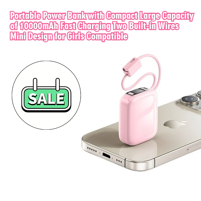 

A Portable Power Bank with A Capacity of 10000mAh, Equipped with Two Built - in Charging Cables, and Supports Fast Charging.