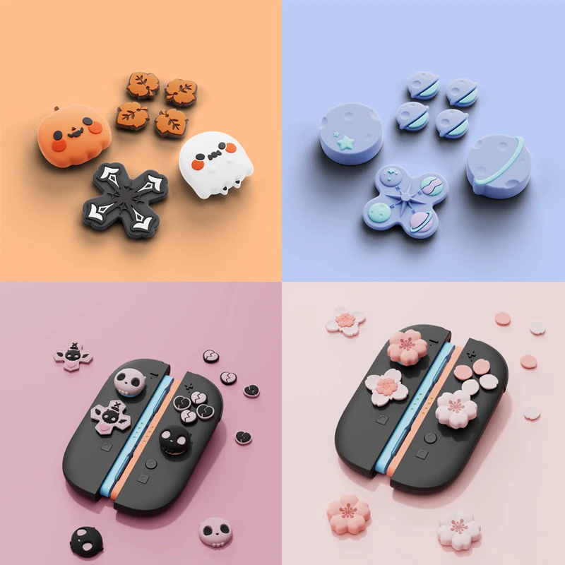 NEW Cute D-pad Cross Button ABXY Key Sticker Joystick Thumb Stick Grip Cap Cover For Nintendo Switch 2 NS2 Joy-con Skin Case