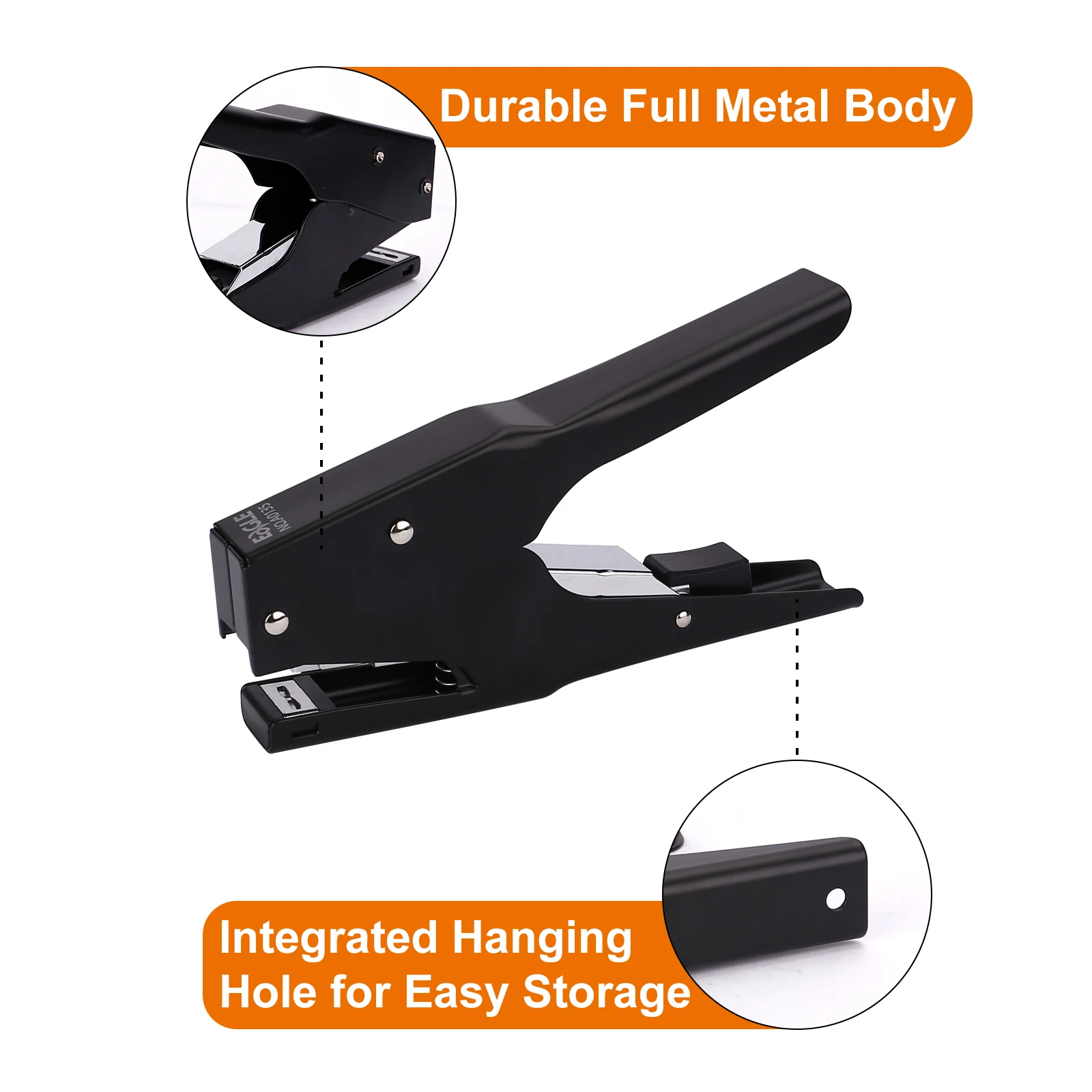 EAGLE Handheld Plier Stapler, Effortless Desktop Stapler 25-Sheet Capacity with Quick Load Mechanism School and Office Supplies