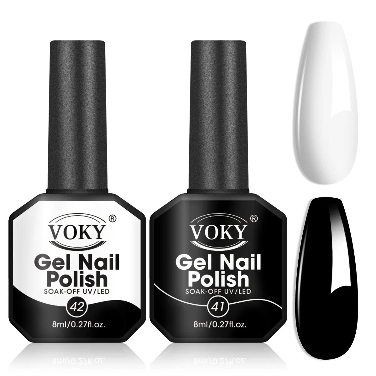 VOKY 2PCS 8ml Gel Nail Polish, Black and White Set, Bathing Salon, Family Use, DIY Nail Art Gift, Suitable for Girls