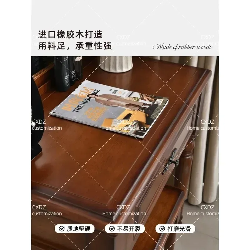 American Country Retro Solid Wood Dresser with Mirror and Stool Simple Light Luxury Bedroom Makeup Table High End Home