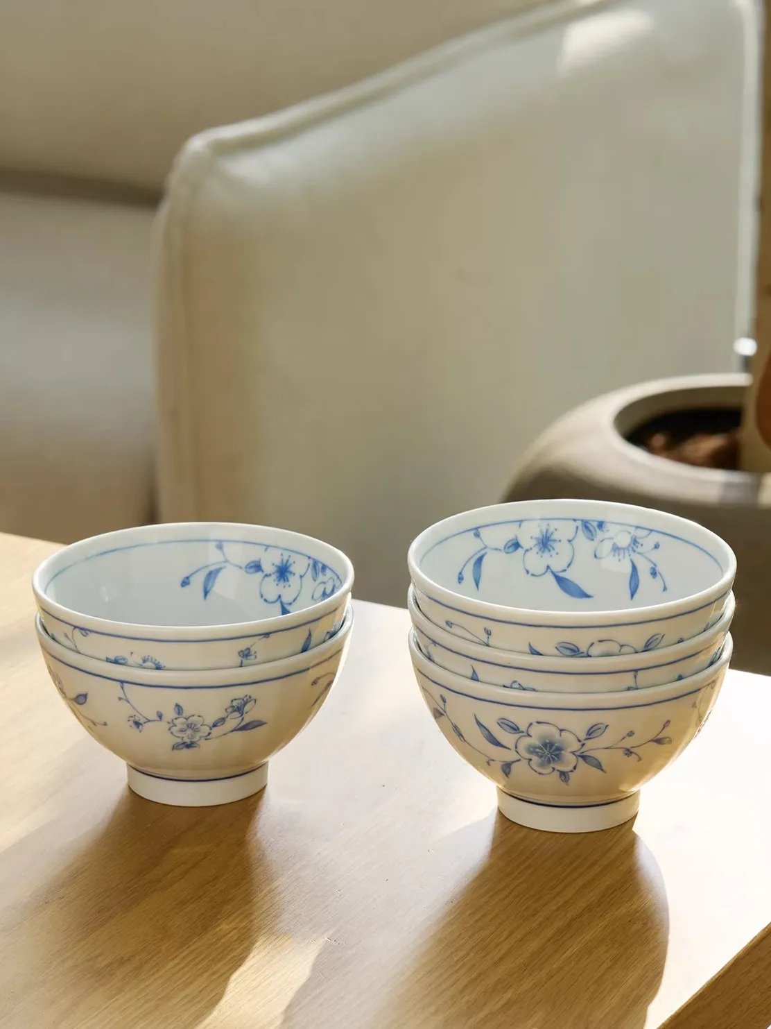 

Японская рисовая чаша April Cerc: красивая посуда с подглазурной росписью, маленькая суповая миска, круглая, для микроволновой печи, серия Se Diwa