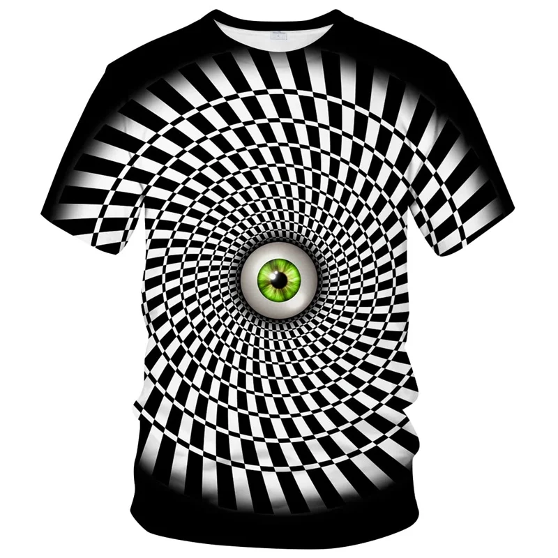 Magical Optical Illusion Graphic for Men Clothes Womens Clothing 3D Print Funny Kids T-shirt Tops Pop Summer Casual Short Sleeve