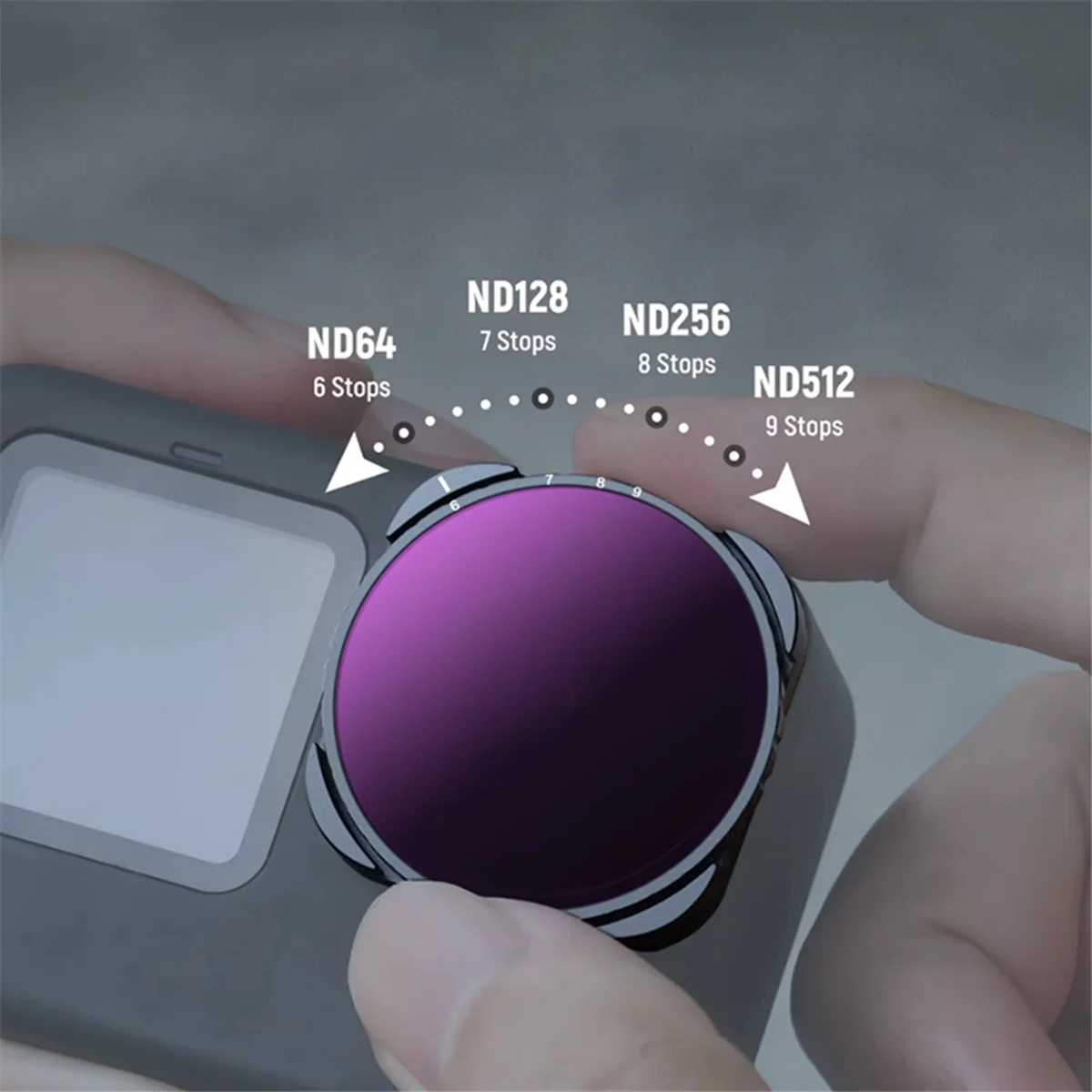 AB01 Variable ND Filter for 9 10 11 12 Adjustable Neutral Density Filter with Premium HD Multicoated Glass ND64-ND512