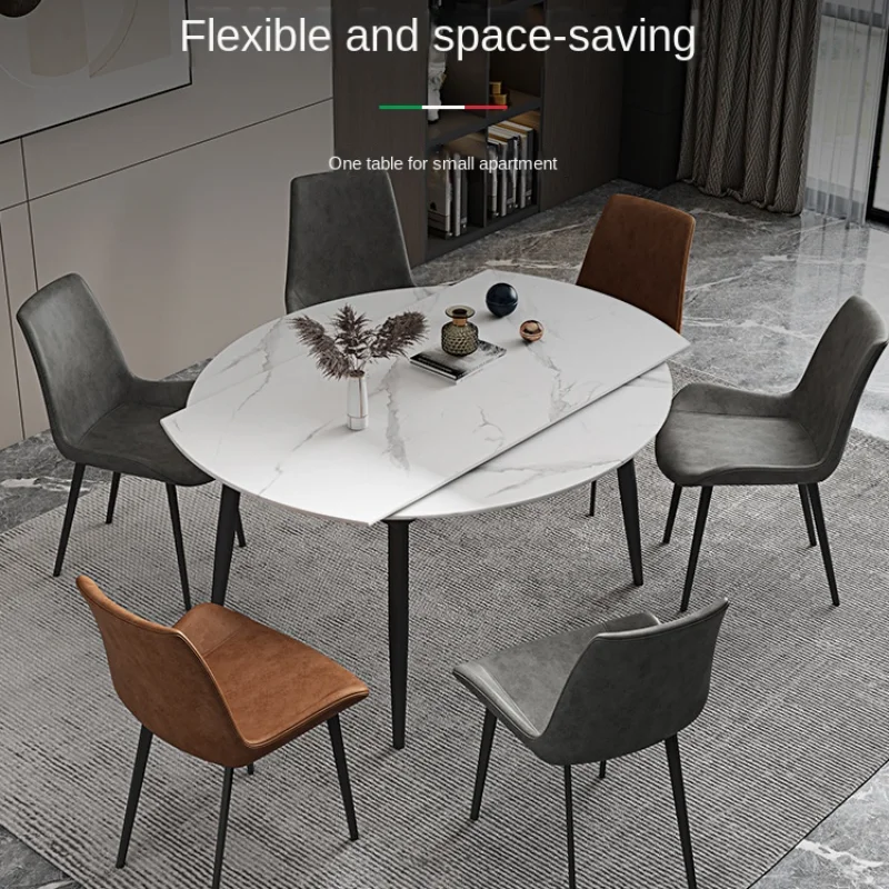 

The product can be customized.Italian minimalist slate dining table and chair combination, modern simple dual-purpose folding