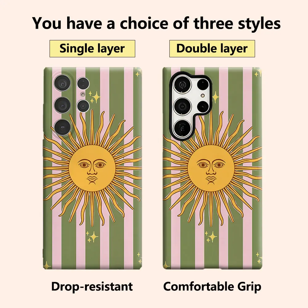 Sun Stripes Luxury Fashion Full Lens Protective Case for Samsung Galaxy S26 S25 S24 A56 A36 Plus Ultra