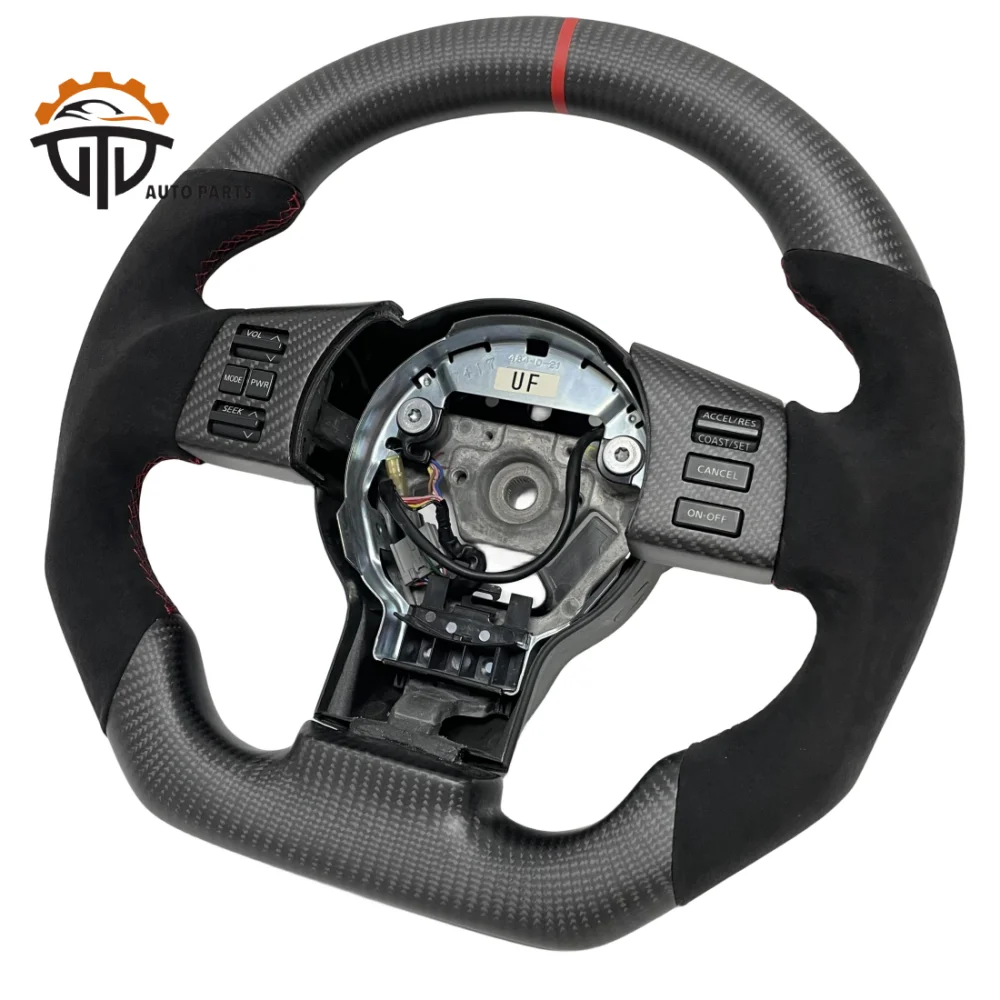 Replacement Real Glassy Carbon Fiber Steering Wheel With Perforated Leather For Nissan 350Z