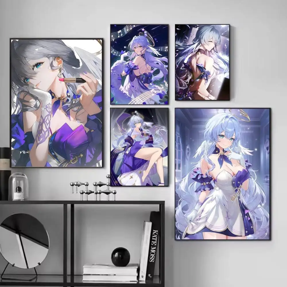 Anime Game Honkai Star Rail Robin posters Self-adhesive Paper Print Home Living Room Bedroom Entrance Bar Cafe Art