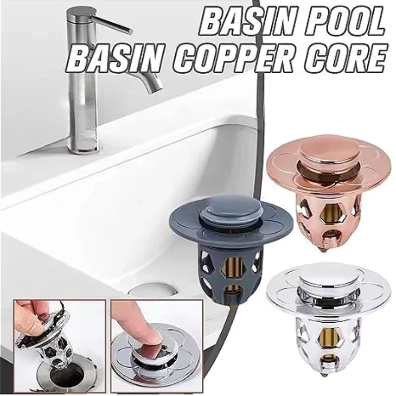 

Сливная крышка Выдвижная сливная пробка Bounce Core Фильтр для раковины Клапан Уловитель волос Раковина Ванная комната Фильтр для душа Пробка для ванны Стоки