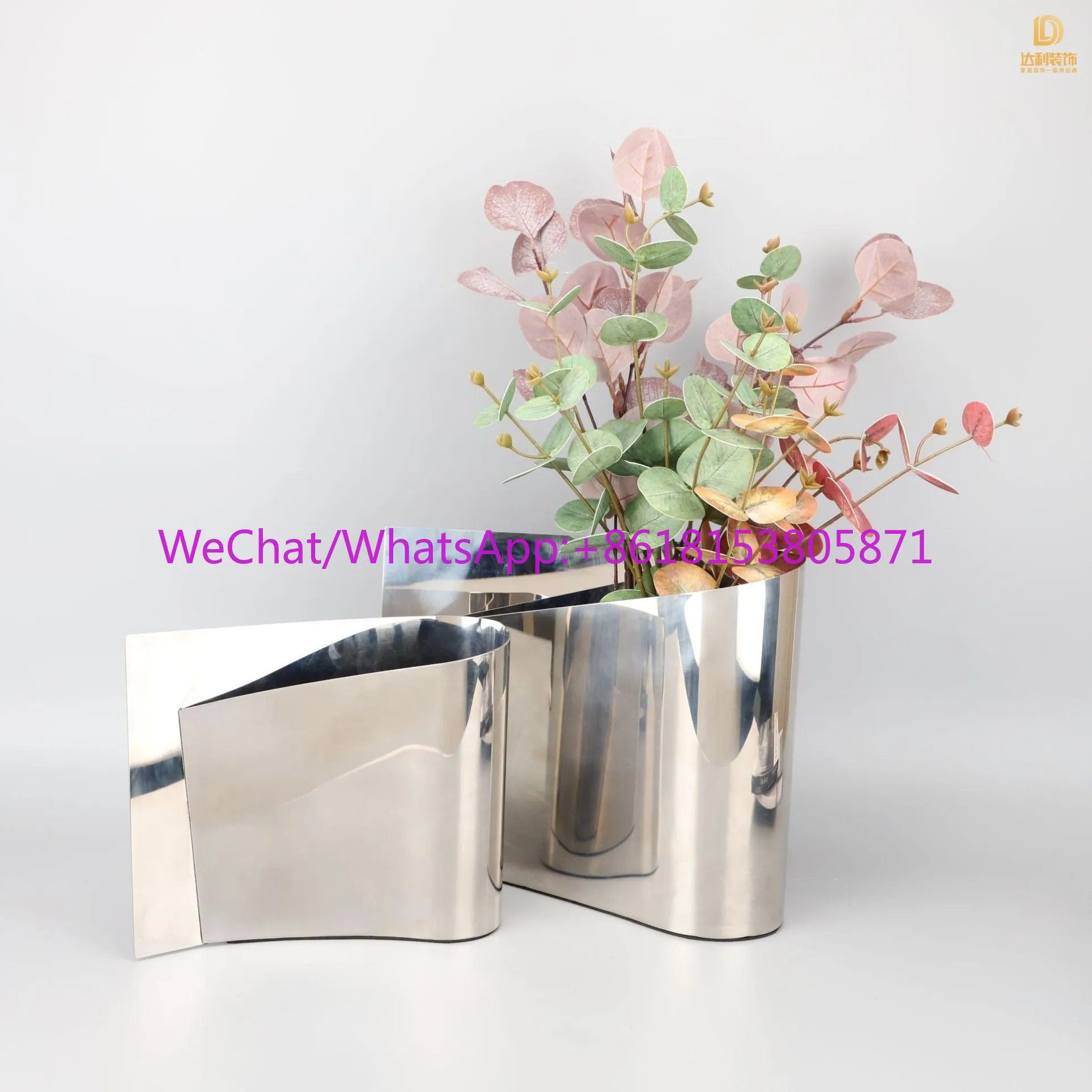 Nordic simple creative stainless steel silver flower model room office home living room