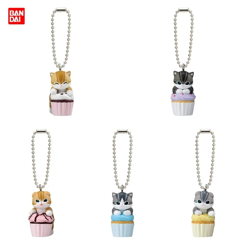 متوفر في المخزون بانداي حقيقية Mofusand القط كب كيك نمط المفاتيح عمل الشكل جمع الزينة الحلي لعبة مجسمة الهدايا