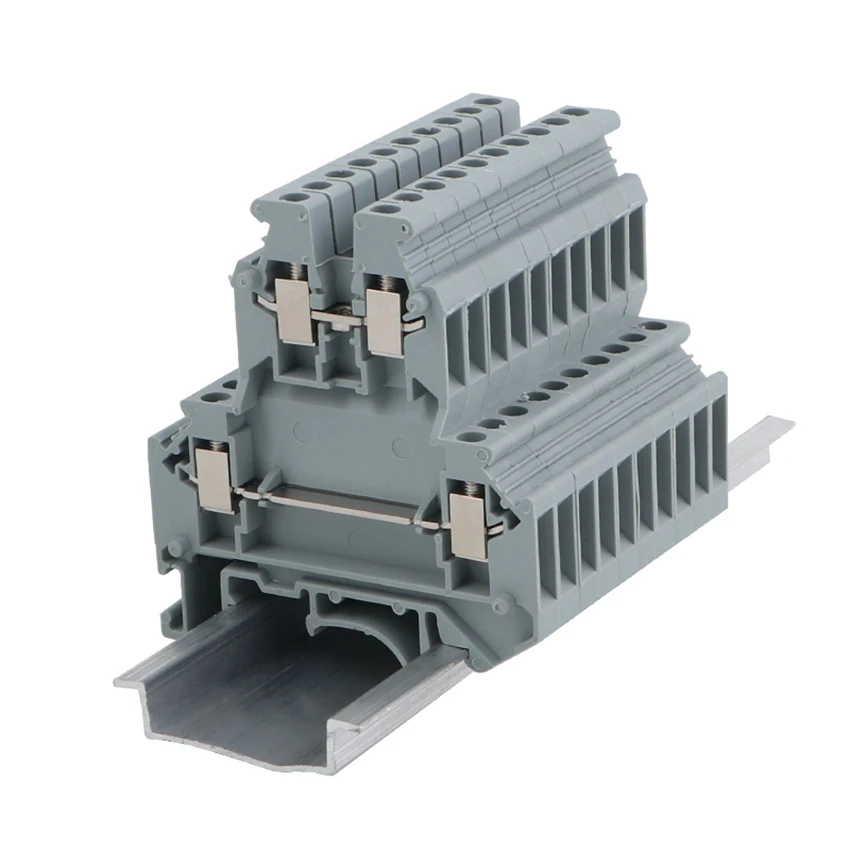 50PCS UKK3 DIN Rail Double Level Dual Row Terminal Block 500V 25A 28-12AWG Terminal UKK3 Connector Screw Terminal Blocks