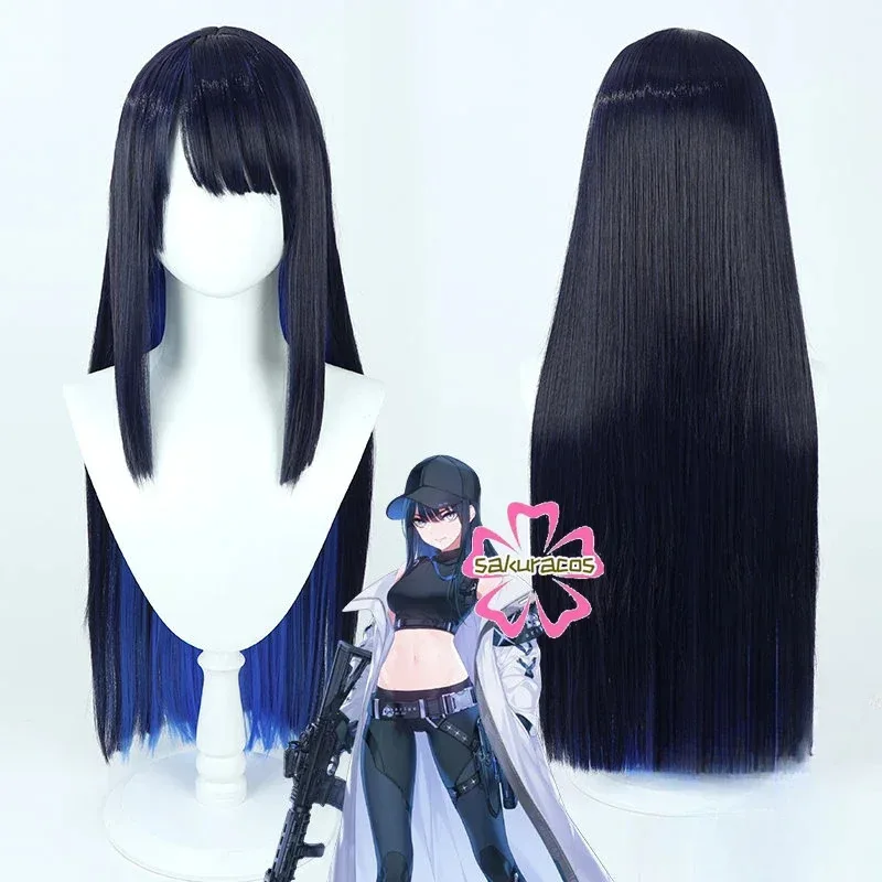 25COSJoumae Saori Cosplay Wig Blue Archive Game Dark Blue Mixed 75cm Long Heat Resistant Synthetic Hair Halloween Role Play Part
