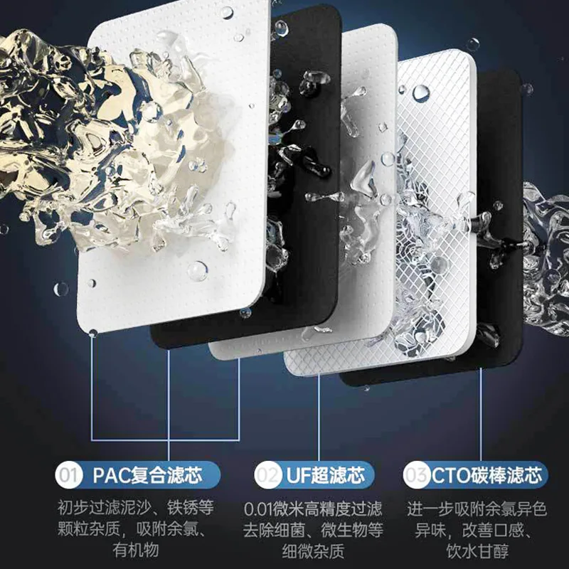 Desktop three-stage water purifier Household direct drinking kitchen water purifier Ultrafiltration machine Free installation