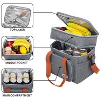 Bolsa de almuerzo de doble capa, bolsas de almuerzo con aislamiento térmico de gran capacidad, bolsa refrigeradora a prueba de fugas para hombres y mujeres, trabajo, Picnic, escuela, 1 ud.