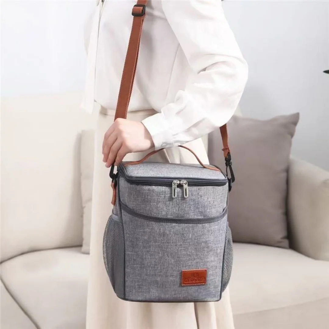 Popular Lunch Bag, Waterproof Ice Pack, Portable Shoulder Picnic Cooler Bag, Thickened Square Bucket Insulated Lunch Box Bag