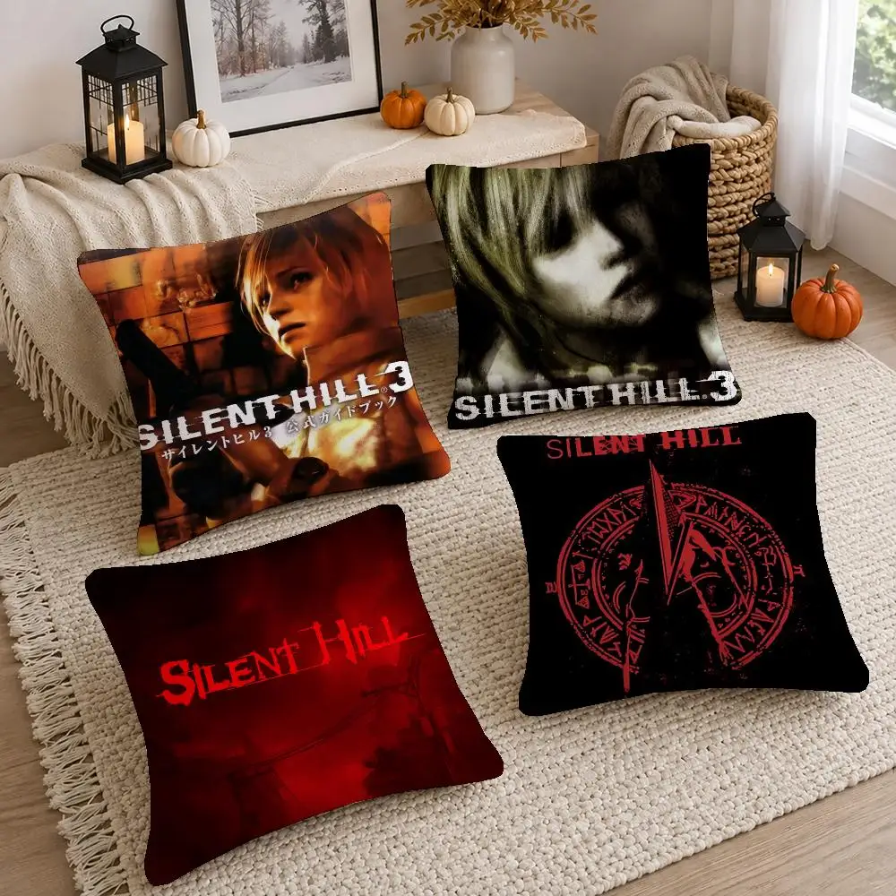 Classic Game Silent Hill Cushion Cover Short Plush Pillow Cover, Washable Wrinkle-Resistant for Sofa Bedroom Decor Gift