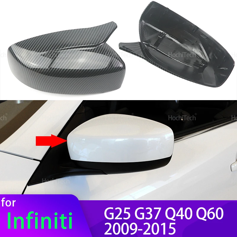 

New Black Carbon Fiber Look Exterior Rearview Side Mirror Cover Cap Shell for Infiniti G Line G25 G35 G37 Q40 Q60 V36 2009-2015